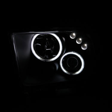 ANZO 2005-2009 Ford Mustang Projector Headlights w/ Halo Black