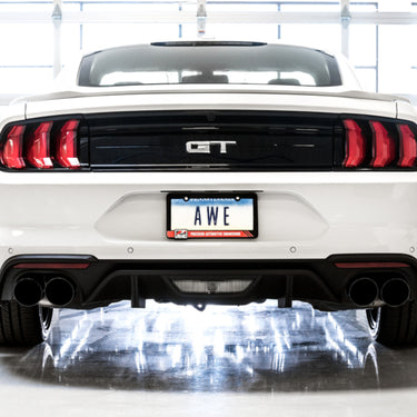 AWE Tuning 2018+ Ford Mustang GT (S550) Cat-back Exhaust - Touring Edition (Quad Diamond Black Tips)