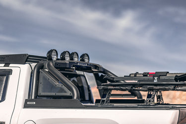 Go Rhino 15-22 Ford F-150 / 07-21 Toy. Tundra XRS Cross Bars Kit - Tex Blk (Attch Tonneau Cvr T-Trk)