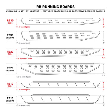 Go Rhino RB10 Running Boards - Bedliner - 87in
