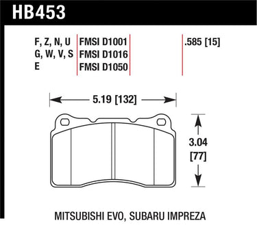 Hawk 03-06 Evo / 04-09 STi / 09-10 Genesis Coupe (Track) / 2010 Camaro SS DTC-70 Race Front Brake Pa