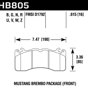 Hawk 15-17 Ford Mustang Brembo Package Performance Ceramic Front Brake Pads