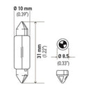 Hella Universal Clear 12V 10W 10x41mm T3.25 Bulb