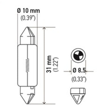 Hella Universal Clear 12V 10W 10x41mm T3.25 Bulb