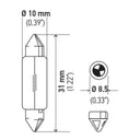 Hella Universal Clear 12V 10W 10x41mm T3.25 Bulb