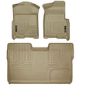 Husky Liners 09-12 Ford F-150 Super Crew Cab WeatherBeater Combo Tan Floor Liners