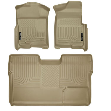 Husky Liners 09-12 Ford F-150 Super Crew Cab WeatherBeater Combo Tan Floor Liners