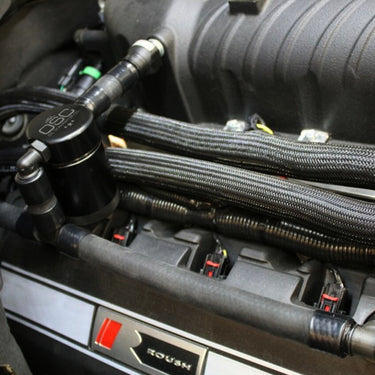 J&L 11-17 Ford Mustang GT (w/Roush/VMP S/C) Passenger Side Oil Separator 3.0 - Black Anodized