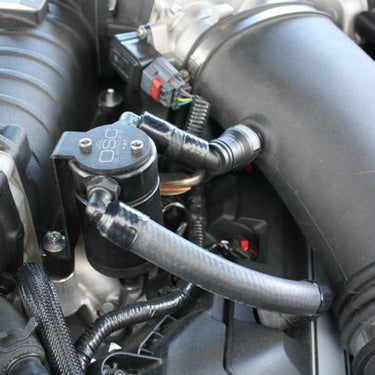 J&L 11-17 Ford Mustang GT (w/Roush/VMP Supercharger) Driver Side Oil Separator 3.0 - Black Anodized