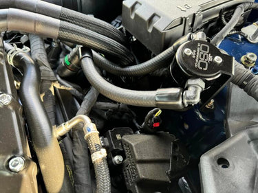 J&L 24-25 Ford Mustang GT w/ Whipple Supercharger Oil Separator 3.0 PCV Side - Black Anodized