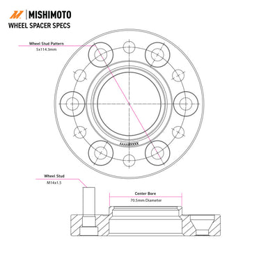 Mishimoto Wheel Spacers - 5X114.3 / 70.5 / 15 / M14 - Black