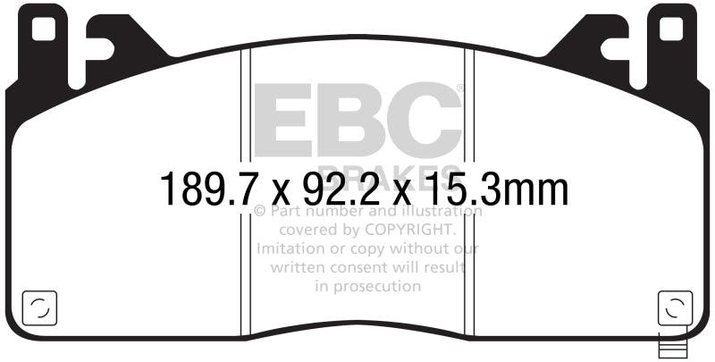 EBC - Brake Pads - Performance - EBC 2015+ Ford Mustang (6th Gen) 5.2L (GT350) Shelby Redstuff Front Brake Pads - Anything Coyote
