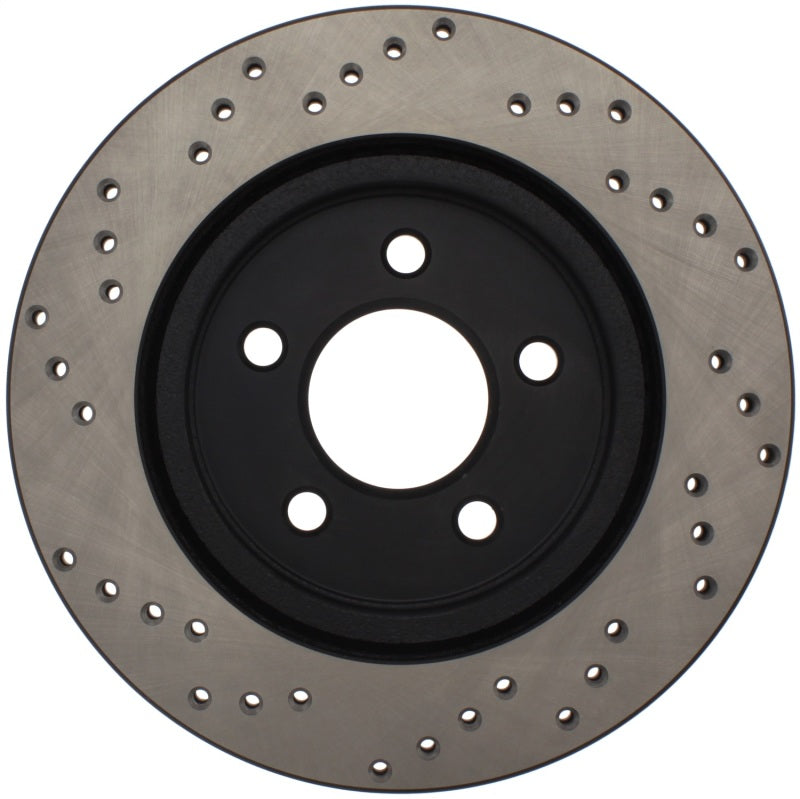 Stoptech - Brake Rotors - Drilled - StopTech 05-10 Ford Mustang V6/4.0L / GT V8/4.6L Cross Drilled Left Rear Rotor - Anything Coyote