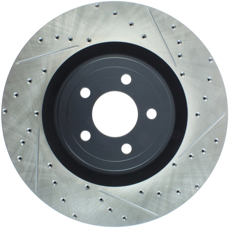 Stoptech - Brake Rotors - Slot & Drilled - StopTech Slotted & Drilled Sport Brake Rotor - 2015 Ford Mustang GT - Front Left - Anything Coyote