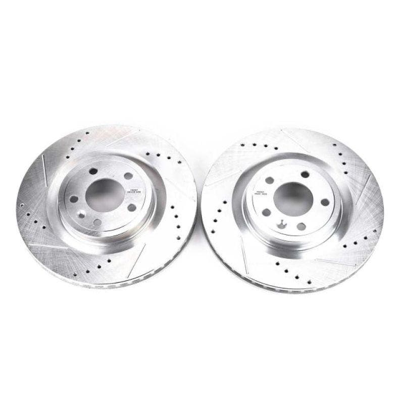 PowerStop - Brake Rotors - Slot & Drilled - Power Stop 11-14 Ford Mustang Front Evolution Drilled & Slotted Rotors - Pair - Anything Coyote