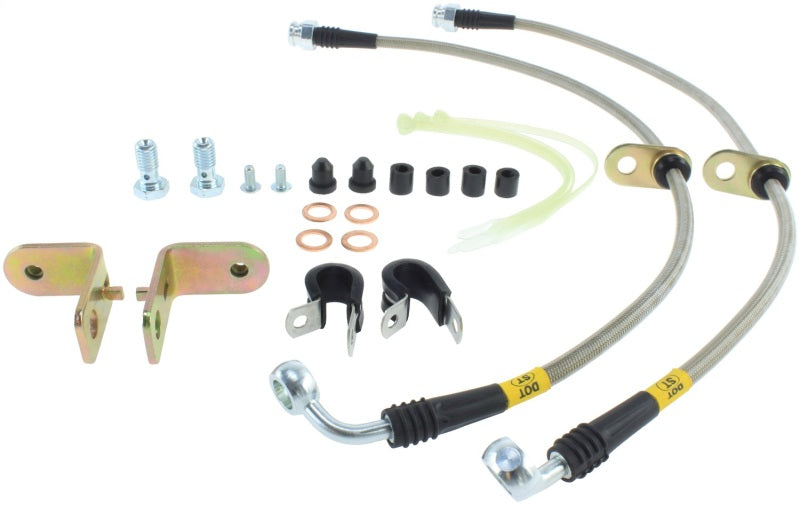 Stoptech - Brake Line Kits - StopTech 05-08 Mustang V6 w/ABS / Mustang GT V8 / 07-09 GT500 Stainless Steel Front Brake Lines - Anything Coyote