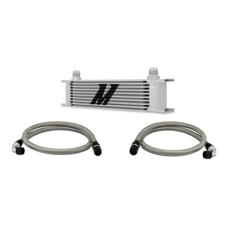 Mishimoto - Oil Coolers - Mishimoto Universal 10 Row Oil Cooler Kit (Metal Braided Lines) - Anything Coyote