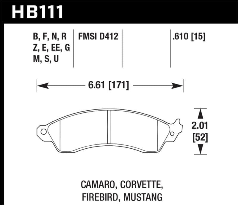 Hawk Performance - Brake Pads - Performance - Hawk 94-04 Mustang Cobra / 88-95 Corvette 5.7L / 88-92 Camaro w/ Hvy Duty Brakes Front HPS Street Br - Anything Coyote