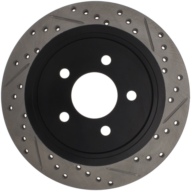 Stoptech - Brake Rotors - Slot & Drilled - StopTech 05-10 Ford Mustang Slotted & Drilled Left Rear Rotor - Anything Coyote