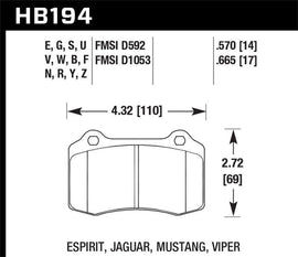 Hawk Performance - Brake Pads - Racing - Hawk 96 & 00-02 Dodge Viper GTS/00-02 Viper RT 10 / 00 Ford Mustang SVT Cobra Race DTC-70 Brake Pads - Anything Coyote
