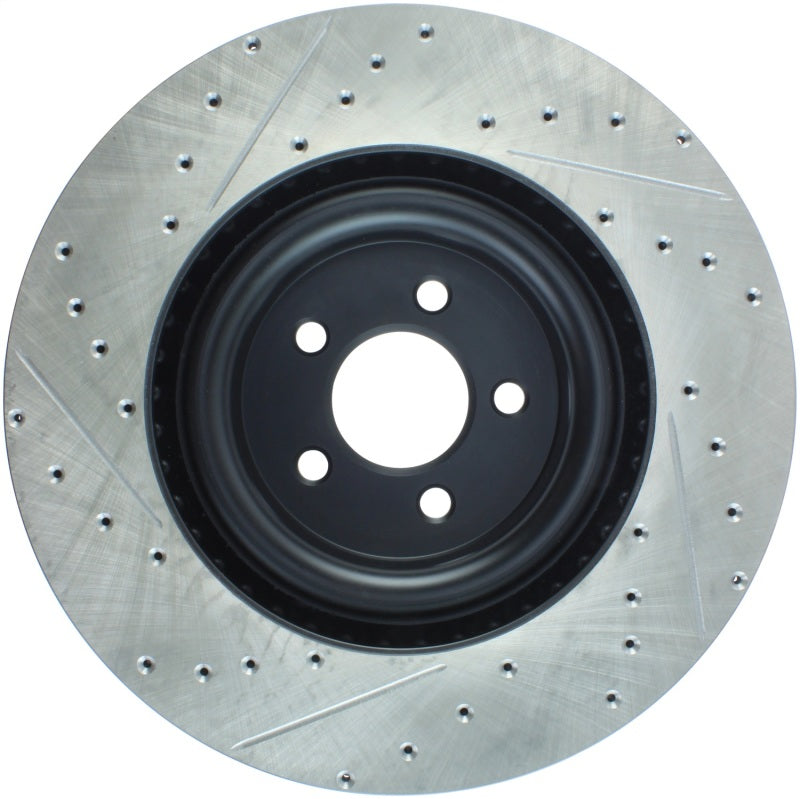 Stoptech - Brake Rotors - Slot & Drilled - StopTech Slotted & Drilled Sport Brake Rotor - 2015 Ford Mustang GT - Front Left - Anything Coyote