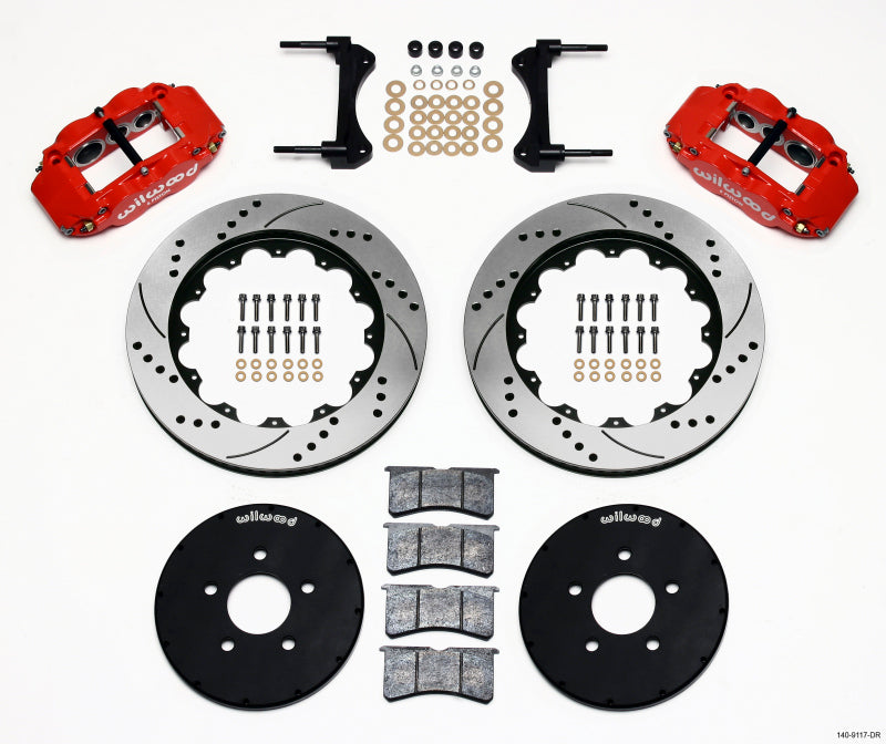 Wilwood - Big Brake Kits - Wilwood Narrow Superlite 6R Front Hat Kit 14.00in Drill Red 1994-2004 Mustang - Anything Coyote