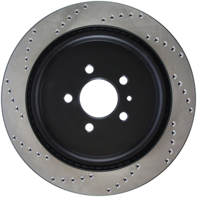 Stoptech - Brake Rotors - Drilled - StopTech Premium High Carbon 13-14 Ford Mustang/Shelby GT500 Left Rear Disc Drilled Brake Rotor - Anything Coyote