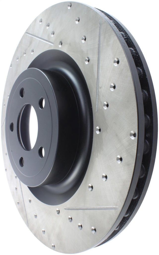 Stoptech - Brake Rotors - Slot & Drilled - StopTech Slotted & Drilled Sport Brake Rotor - 2015 Ford Mustang GT - Front Left - Anything Coyote