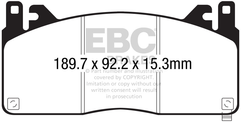 EBC - Brake Pads - Performance - EBC 2015+ Ford Mustang (6th Gen) 5.2L (GT350) Shelby Redstuff Front Brake Pads - Anything Coyote