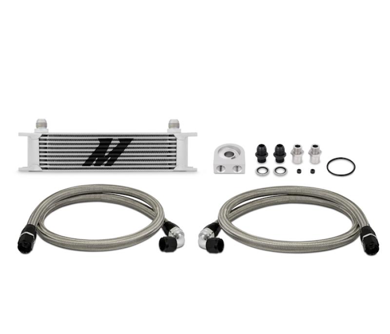 Mishimoto - Oil Coolers - Mishimoto Universal 10 Row Oil Cooler Kit (Metal Braided Lines) - Anything Coyote