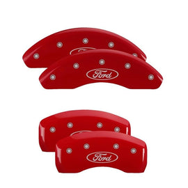 MGP - Caliper Covers - MGP 4 Caliper Covers Engraved Front Mustang Engraved Rear Pony Red finish silver ch - Anything Coyote