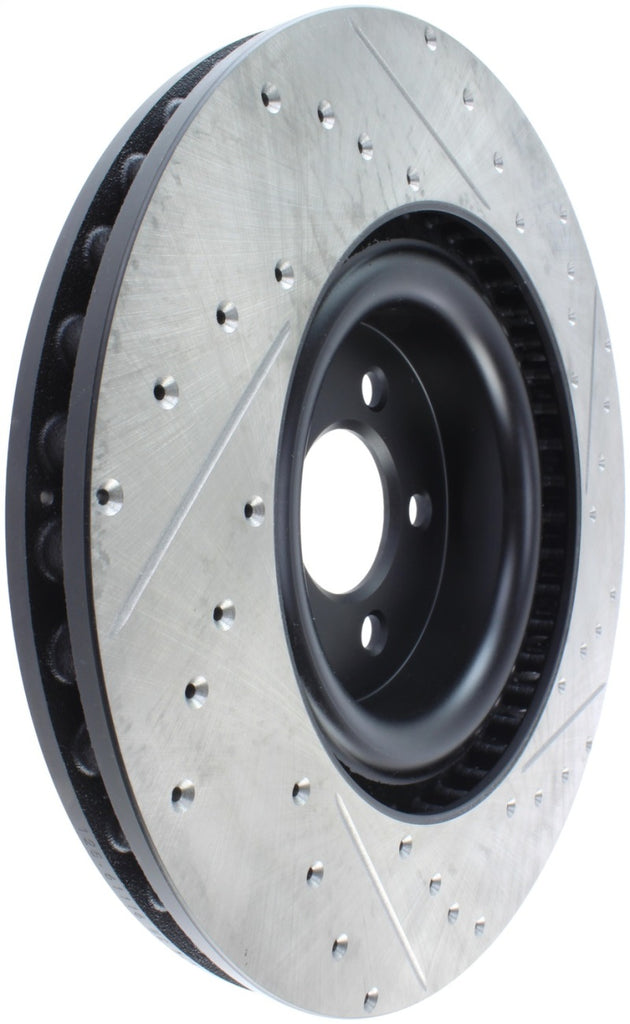 Stoptech - Brake Rotors - Slot & Drilled - StopTech Slotted & Drilled Sport Brake Rotor - 2015 Ford Mustang GT - Front Right - Anything Coyote