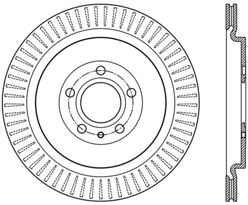 Stoptech - Brake Rotors - Drilled - StopTech Premium High Carbon 13-14 Ford Mustang/Shelby GT500 Left Rear Disc Drilled Brake Rotor - Anything Coyote