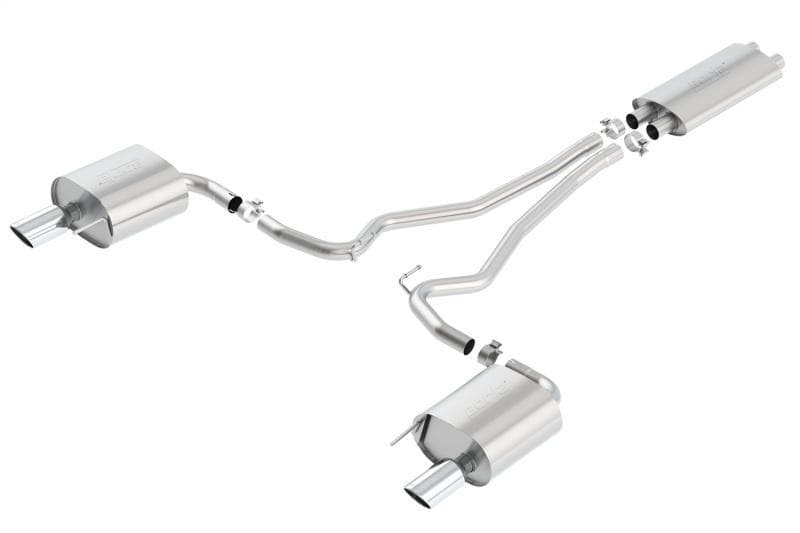 Borla - Catback - Borla Touring Cat Back 15-17 Ford Mustang 3.7L V6 MT/AT 2.25in Pipe 4in Single Round Rolled Tips - Anything Coyote