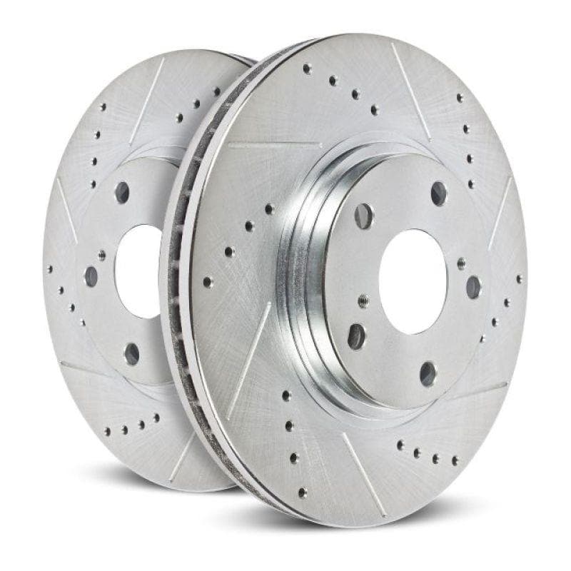 PowerStop - Brake Rotors - Slot & Drilled - Power Stop 15-19 Ford Mustang Rear Evolution Drilled & Slotted Rotors - Pair - Anything Coyote