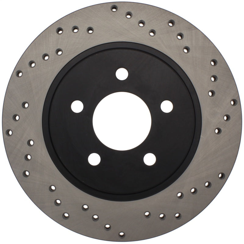Stoptech - Brake Rotors - Drilled - StopTech 05-10 Ford Mustang V6/4.0L / GT V8/4.6L Cross Drilled Left Rear Rotor - Anything Coyote