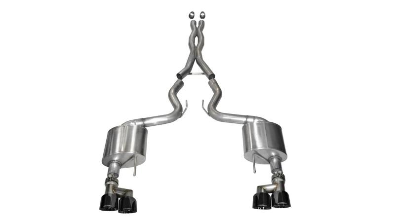 CORSA Performance - Catback - Corsa 15-16 Ford Mustang GT 5.0 3in Cat Back Exhaust Black Quad Tips (Xtreme) - Anything Coyote
