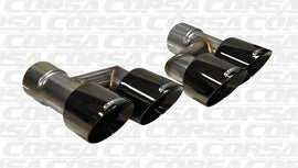 CORSA Performance - Tips - Corsa 15-16 Ford Mustang GT 5.0 Black Quad Tips Kit - Anything Coyote