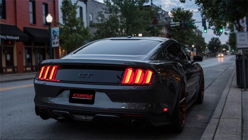 CORSA Performance - Catback - Corsa 2015 Ford Mustang GT 5.0 3in Cat Back Exhaust Black Dual Tips (Sport) - Anything Coyote