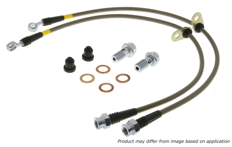 Stoptech - Brake Line Kits - StopTech 05-08 Mustang V6 w/ABS / Mustang GT V8 / 07-09 GT500 Stainless Steel Front Brake Lines - Anything Coyote