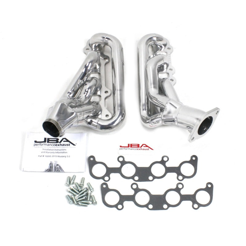 JBA - Headers & Manifolds - JBA 15-20 Ford Mustang 5.0L 1-3/4in Stainless Steel Silver Ceramic Shorty Header - Anything Coyote