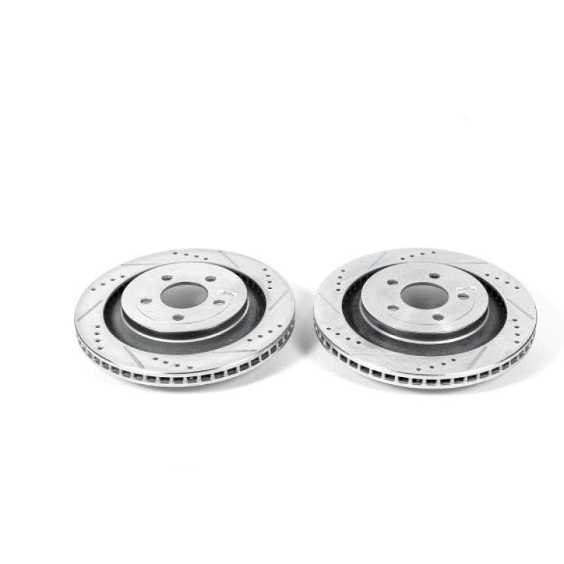 PowerStop - Brake Rotors - Slot & Drilled - Power Stop 15-19 Ford Mustang Rear Evolution Drilled & Slotted Rotors - Pair - Anything Coyote