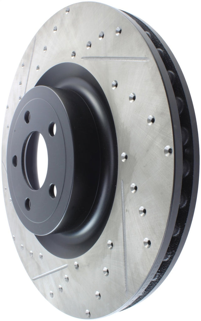 Stoptech - Brake Rotors - Slot & Drilled - StopTech Slotted & Drilled Sport Brake Rotor - 2015 Ford Mustang GT - Front Right - Anything Coyote