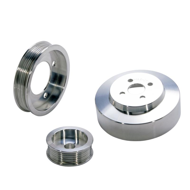 BBK - Pulleys - Crank, Underdrive - BBK 94-95 Mustang 5.0 Underdrive Pulley Kit - Lightweight CNC Billet Aluminum (3pc) - Anything Coyote