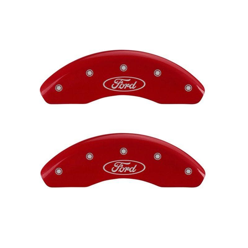 MGP - Caliper Covers - MGP 4 Caliper Covers Engraved Front Mustang Engraved Rear SN95/GT Red finish silver ch - Anything Coyote
