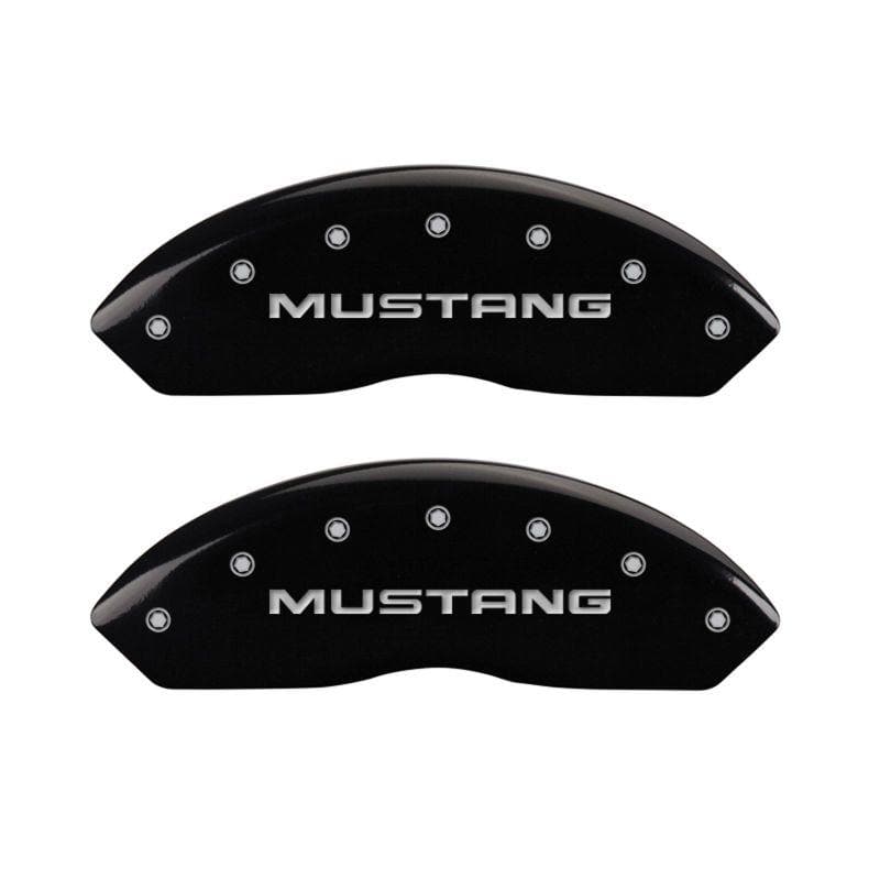 MGP - Caliper Covers - MGP 4 Caliper Covers Engraved Front Mustang Engraved Rear SN95/GT Black finish silver ch - Anything Coyote