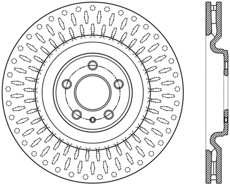Stoptech - Brake Rotors - Slotted - StopTech Premium High Carbon 13-14 Ford Mustang/Shelby GT500 Right Front Disc Slotted Brake Rotor - Anything Coyote