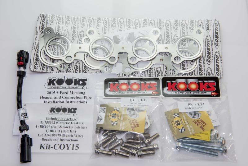 Kooks Headers - Headers & Manifolds - Kooks 15+ Mustang 5.0L 4V 1 3/4in x 3in SS Headers w/ Catted OEM Connection Pipe - Anything Coyote