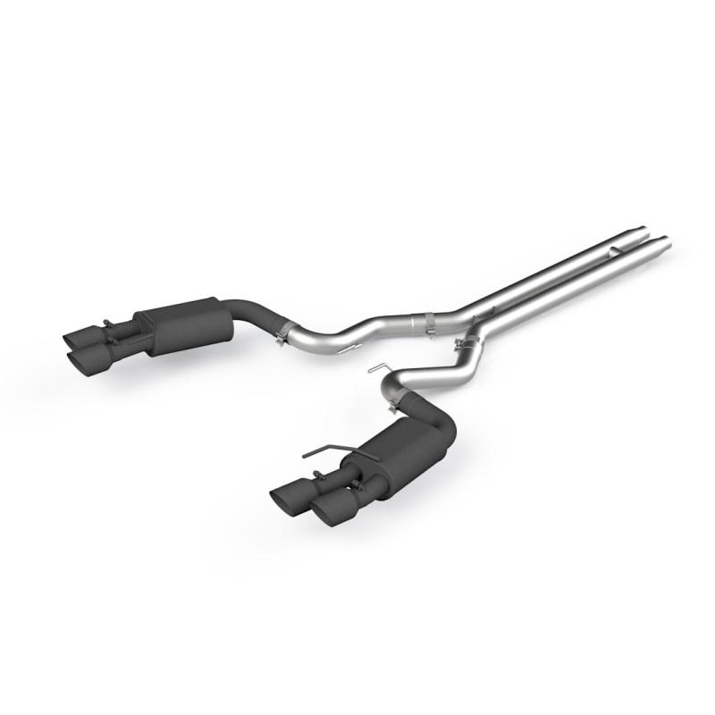 MBRP - Catback - MBRP 18-19 Ford Mustang GT 5.0 3in Dual Split Rear Cat Back w/ Quad 4in Dual Wall Tips- Black Coated - Anything Coyote