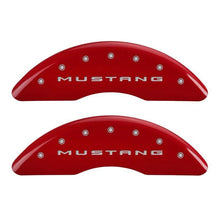 Load image into Gallery viewer, MGP - Caliper Covers - MGP 4 Caliper Covers Engraved Front 2015/Mustang Engraved Rear 2015/50 Red finish silver ch - Anything Coyote